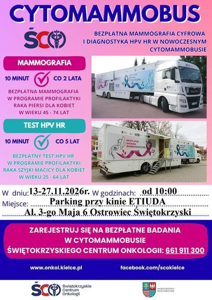 Cytomammobus wraca do Ostrowca. Dwa bezpłatne badania dla kobiet
